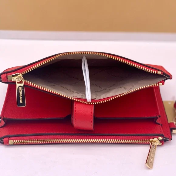 Michael Kors DoubleZip Wallet Wristlet Dark Sangria - Picture 7 of 8